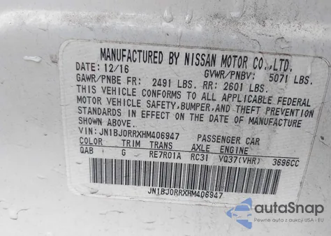 2017 Infiniti Qx50 из США, поврежденный, VIN JN1BJ0RRXHM406947